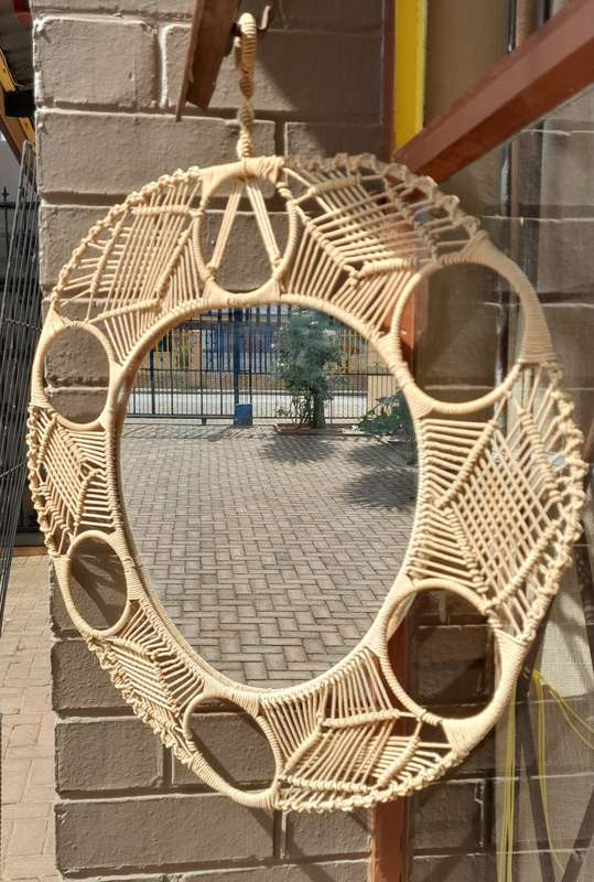 Macrame mirror heart shaped