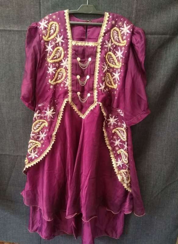 Rich plum waistcoat style women`s dress set