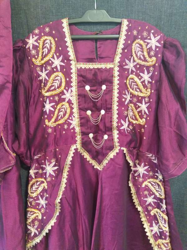 Rich plum waistcoat style women`s dress set