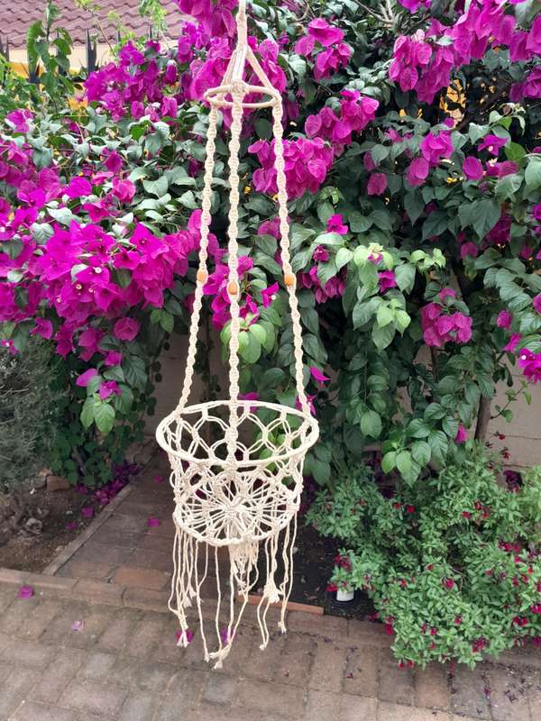 Macrame basket for pot plant handmade