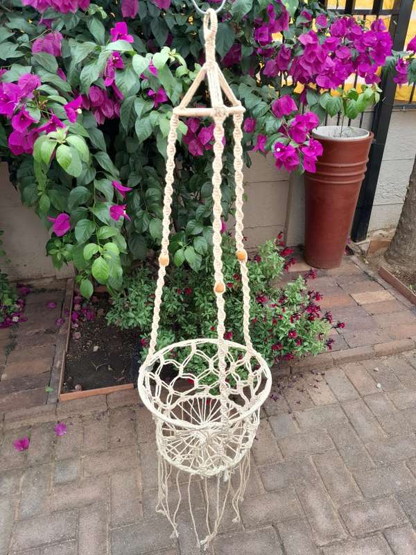 Macrame basket for pot plant handmade