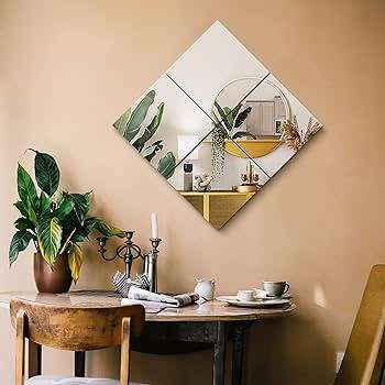 Wall mirror - 6 adhesive glass mirror tiles