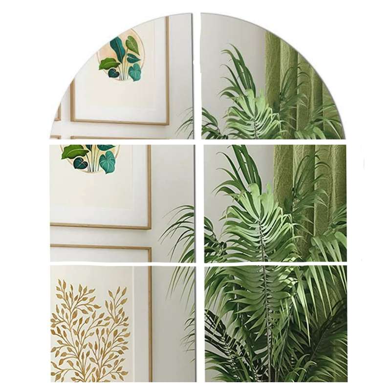 Wall mirror - 6 adhesive glass mirror tiles