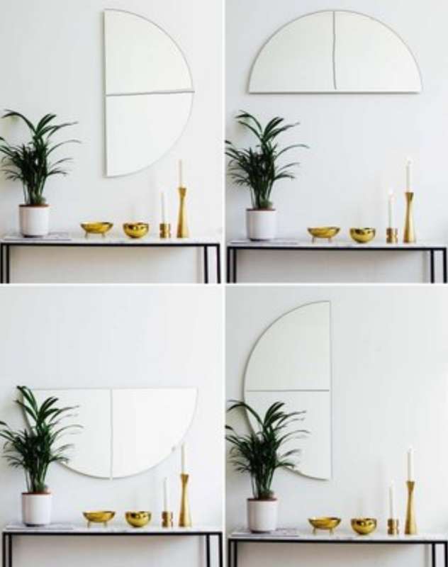 Wall mirror - 6 adhesive glass mirror tiles