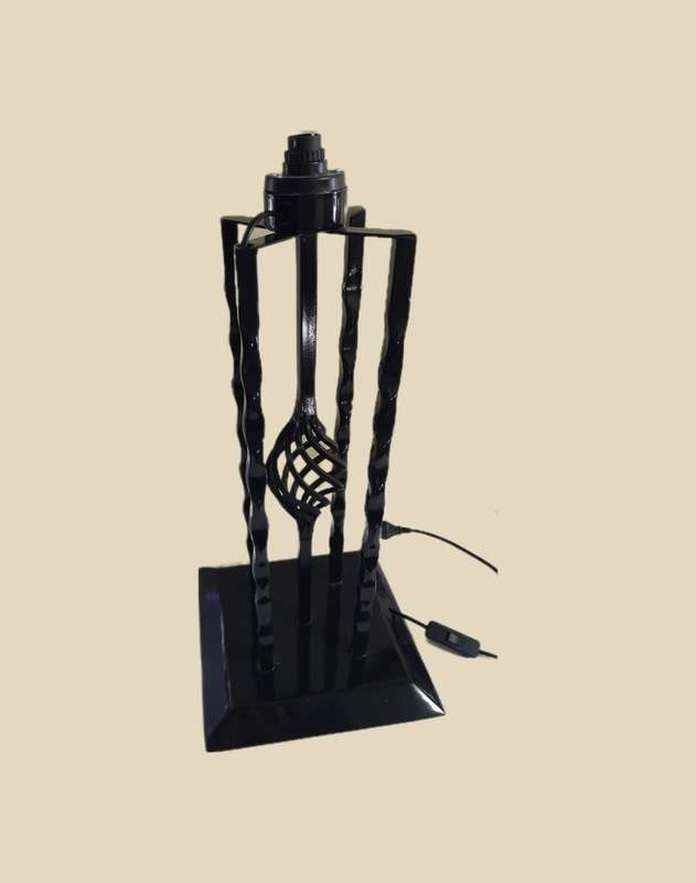 Wrought iron lamp stand - gloss black