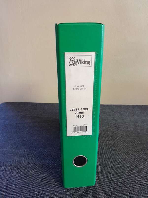 75 filing sleeves and Lever Arch A4 PVC file