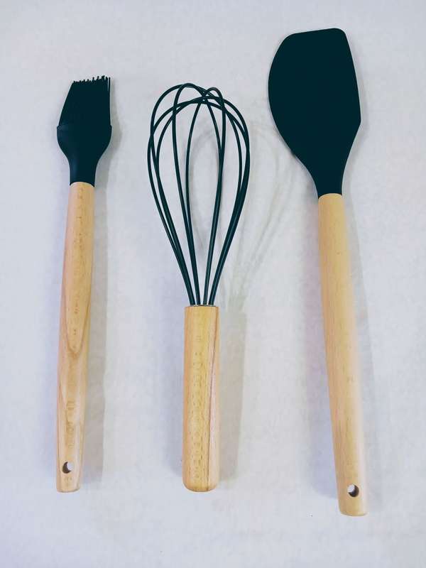 Silicone baking essentials whisk, brush and spatula utensils set
