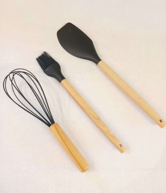 Silicone baking essentials whisk, brush and spatula utensils set