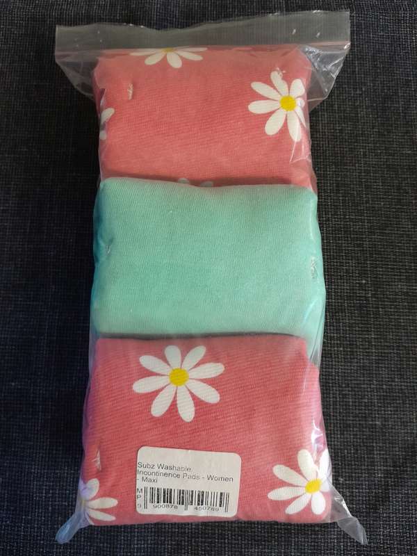 Washable Reusable Sanitary Incontinence Liner Pads - 3 pack