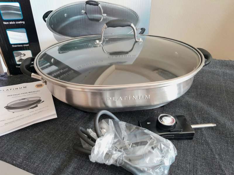 Stainless Steel Electric frying pan non stick large oval NEW