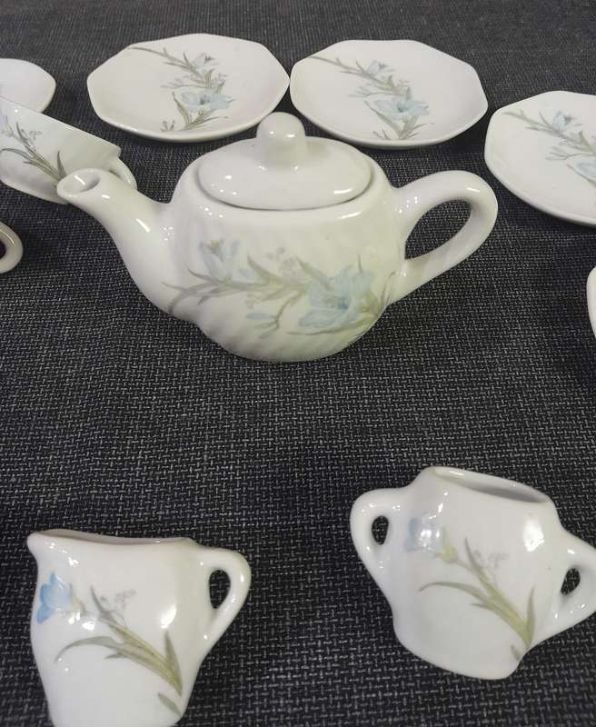 Vintage white floral porcelain tea set complete