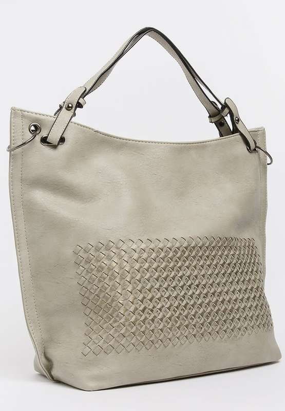 Stylish large travel tote handbag leather look Cream