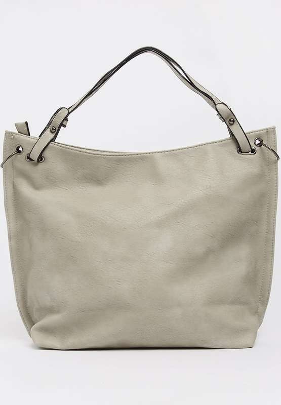 Stylish large travel tote handbag leather look Cream