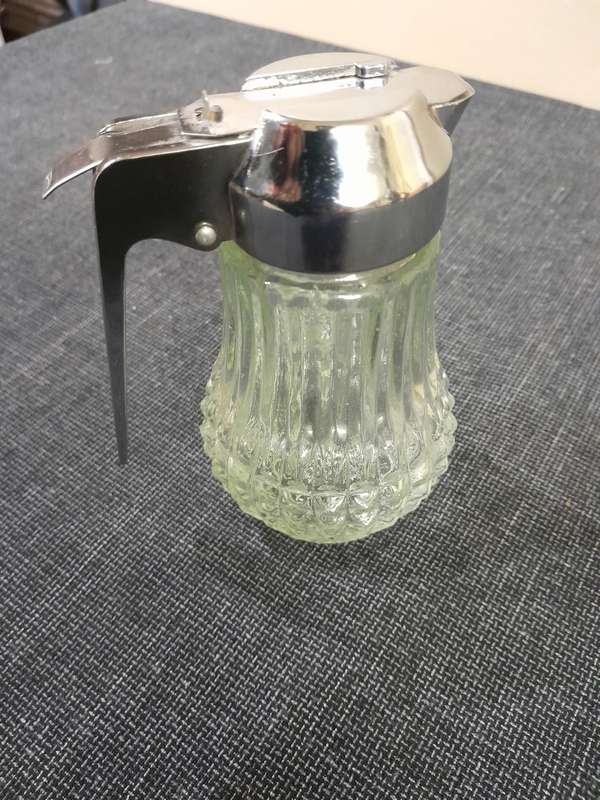 Vintage honey dispenser crystal cut glass bottle