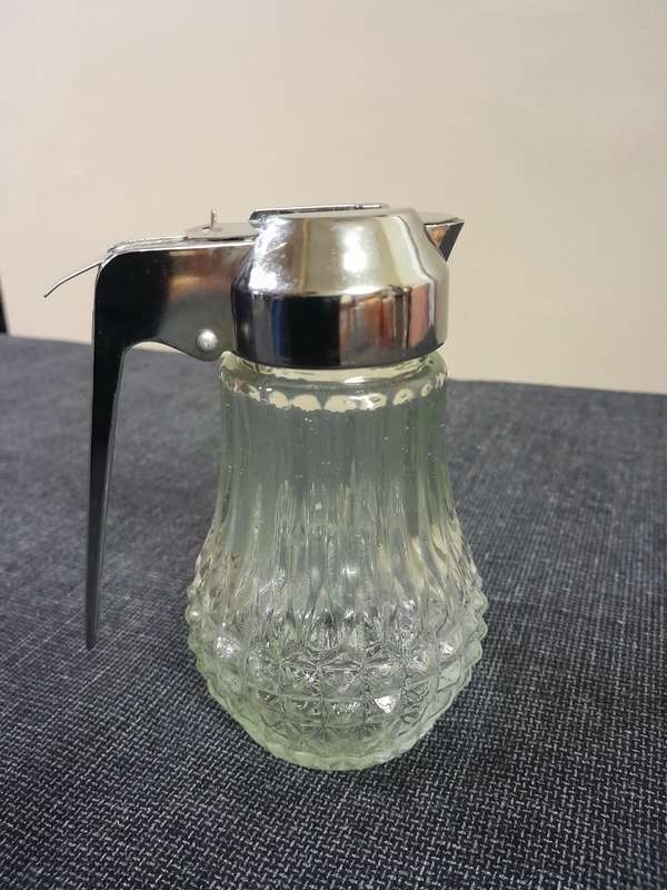 Vintage honey dispenser crystal cut glass bottle