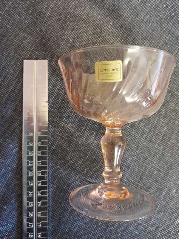 Vintage Luminarc Rosaline Pink Swirl glasses mixed set 1970s