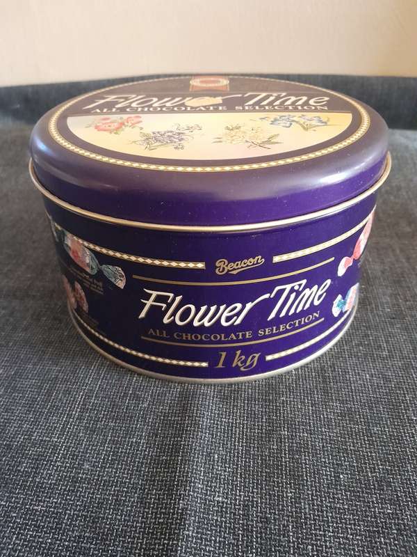 Vintage round biscuit storage tin