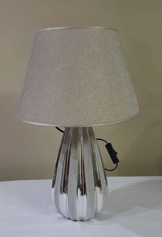 Beautiful Silver and Cream table lamp lampshade