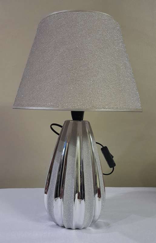 Beautiful Silver and Cream table lamp lampshade