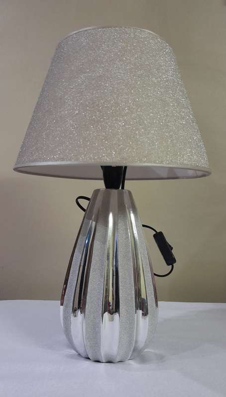 Beautiful Silver and Cream table lamp lampshade