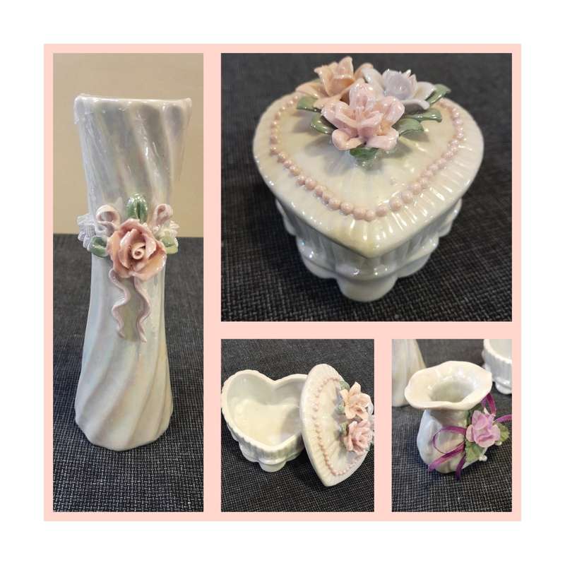 Marble ceramic ornaments 3 piece set