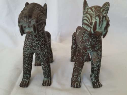 ANTIQUE BENIN BRONZE LEOPARDS