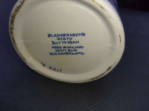 A DELFT BLUE DISTY MADE IN ROTTERDAM , HOLLAND BY BLANKEN HEYM