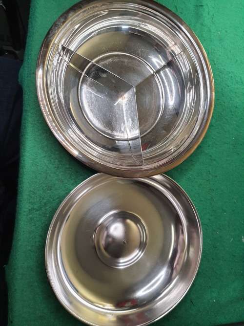 A GENUINE SERANCO EPNS BM MOUNT ENTREE DISH ORIGINAL STATE SOLD AS IS