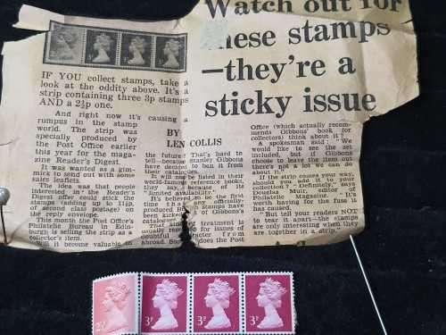 A RARE SET OF VINTAGE STAMPS WITH OLD NEWSPAPER CLIPPING SOLD AS IS