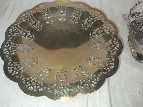 TWO VINTAGE SILVER PLATED SERVING DISHES SOLD AS IS