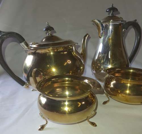A VINTAGE TEA SET EPNS SOLD AS IS NO TRAY