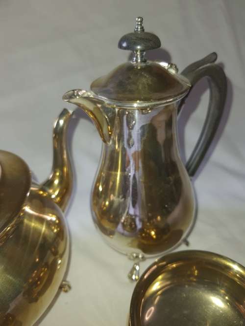 A VINTAGE TEA SET EPNS SOLD AS IS NO TRAY