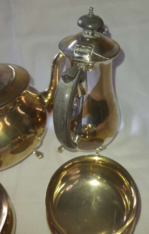 A VINTAGE TEA SET EPNS SOLD AS IS NO TRAY