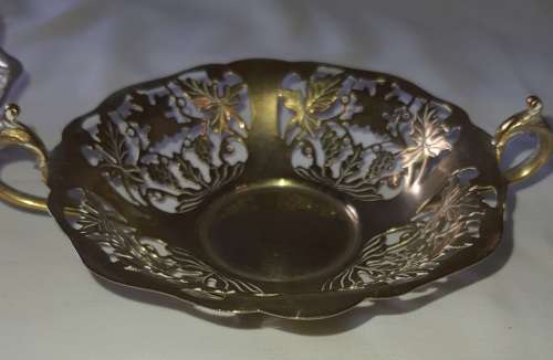 A PAIR OF VINTAGE SILVER SWEETS TRAYS IN RELATIVE GOOD CONDITION SOLD AS IS
