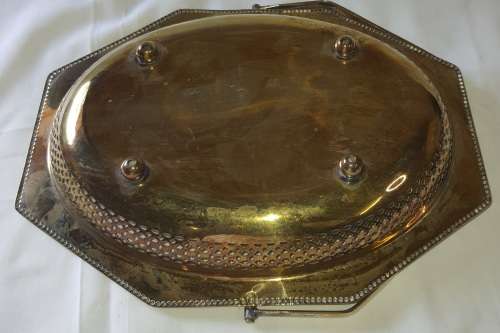 A VINTAGE SERVING TRAY SILVER PLATED SOLD AS IS