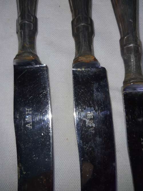A VINTAGE SET OF 6 STEAK KNIVES SOLD AS IS