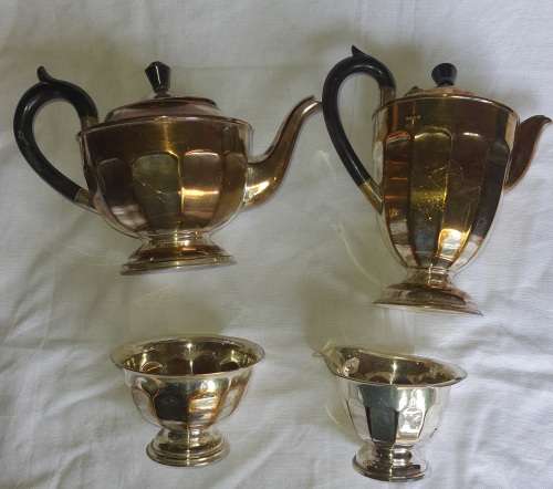 A VINTAGE EPNS SILVER PLATED TEA SET SOLD AS IS