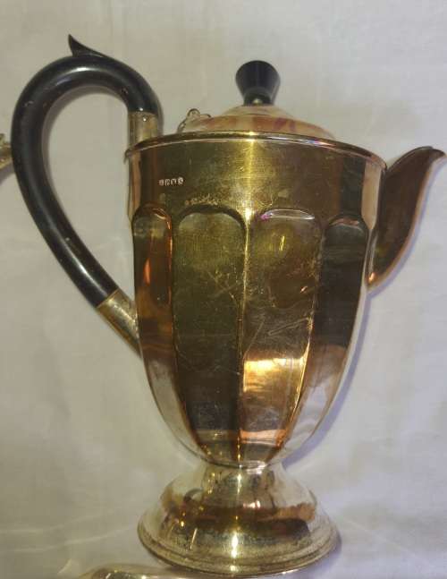 A VINTAGE EPNS SILVER PLATED TEA SET SOLD AS IS
