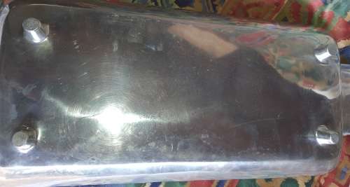 A VINTAGE CAST ALLUMINIUM ALLOY 28` HANDLE TO HANDLE SERVING RECTANGULAR PLATTER