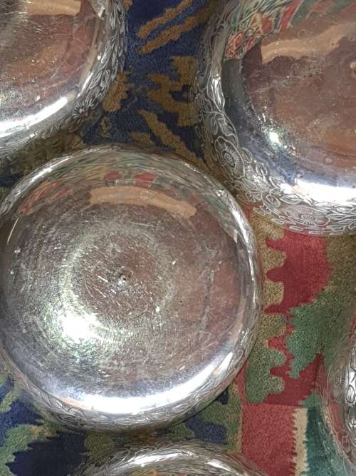 12 VINTAGE DESERT  AND CONDOMENT BOWLS 2 SIZES SILVER PLATED MADE IN INDIA