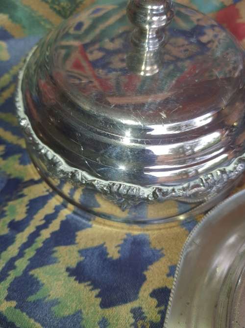 2 VINTAGE EPNS  ORNATE EDWARDIAN STYLE BUTTER BOWLS SOLD AS IS