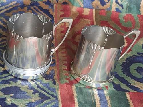 TWO STAINLESS STEEL TEA TUMBLER HOLDERS SOLD AS IS