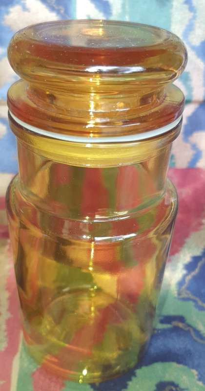 A COLLECTION OF COLOURED GLASS  KITCHENALIA ,