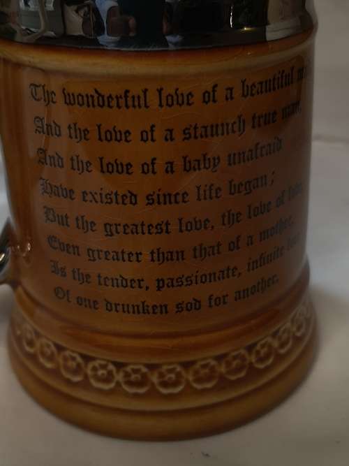 TWO COLLECTORS CERAMIC BEER MUGS SOLD AS IS
