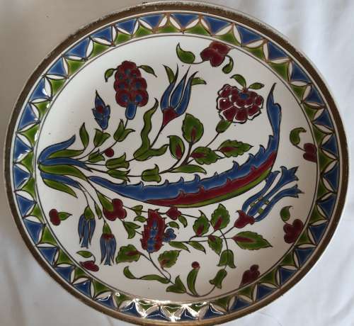 HAND MADE RHODES DAKAS CERAMIC GREECE WALL PLAQUE SOLD AS IS