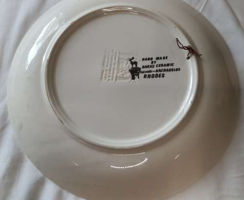 HAND MADE RHODES DAKAS CERAMIC GREECE WALL PLAQUE SOLD AS IS