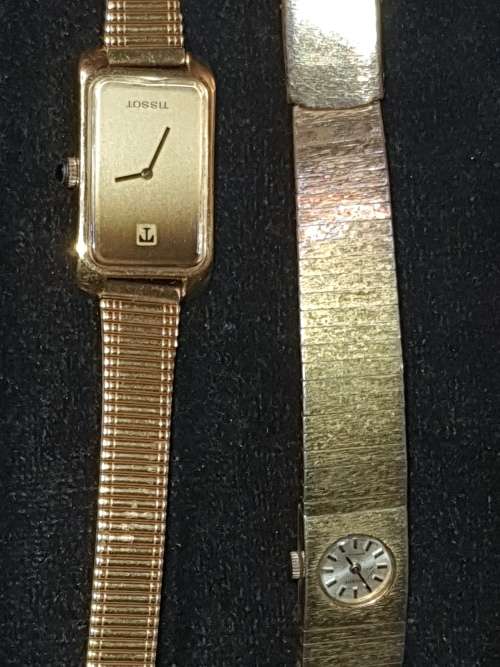 2 VINTAGE WOMANS TISSOT GOLD PLATED WRIST WATCHES