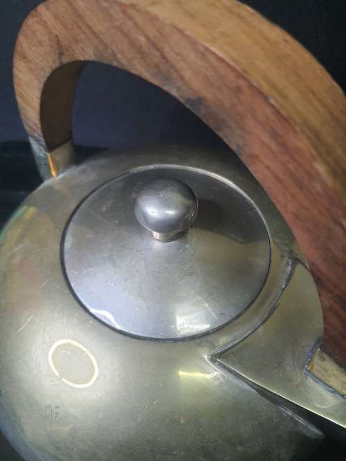 AN ART DECOR VINTAGE TEA SET WITH WOODEN HANDLES