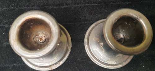 2 VINTAGE SILVER PLATED CANDLE HOLDERS SOLD AS IS