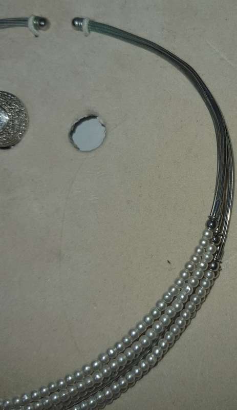 A VINTAGE COSTUME CHOKER NECKLACES WITH SIMULATED PEARLS AND DIAMANTE